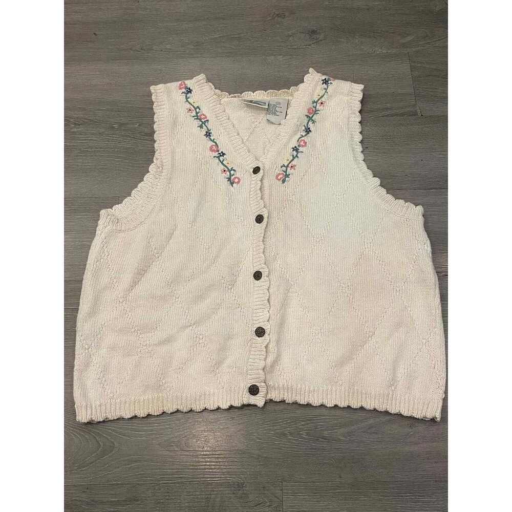Vintage Cottage Essentials embroidered vest Women’s Large